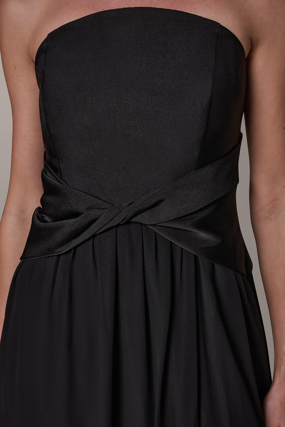 Donna Karan | MIKADO AND CHIFFON STRAPLESS TWIST GOWN