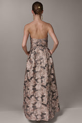 Donna Karan | FLORAL-JACQUARD STRAPLESS BALL GOWN