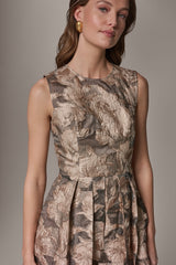 Donna Karan | FLORAL-JACQUARD MIDI GOWN