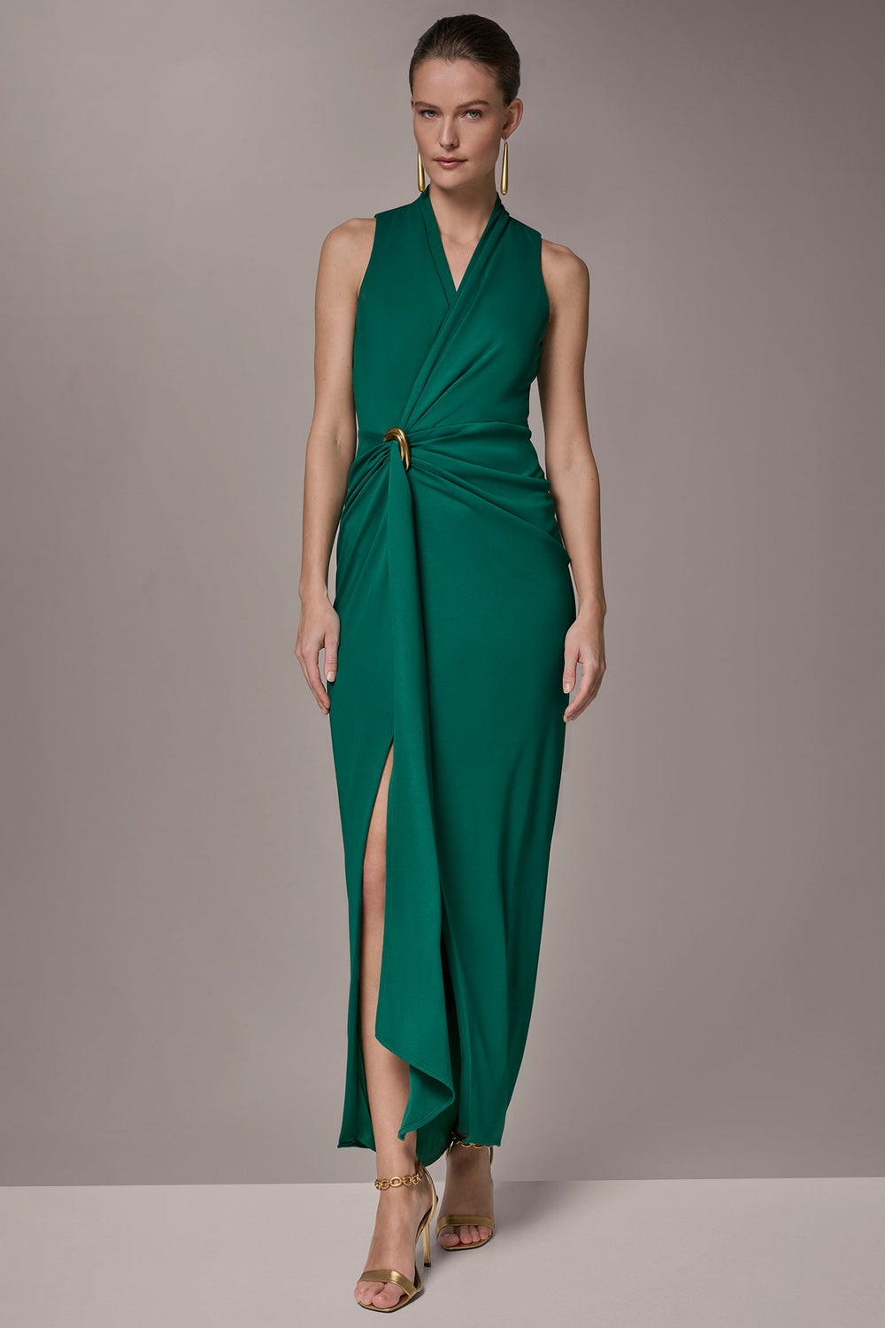 Donna Karan | SLEEVELESS WRAP V-NECK GOWN
