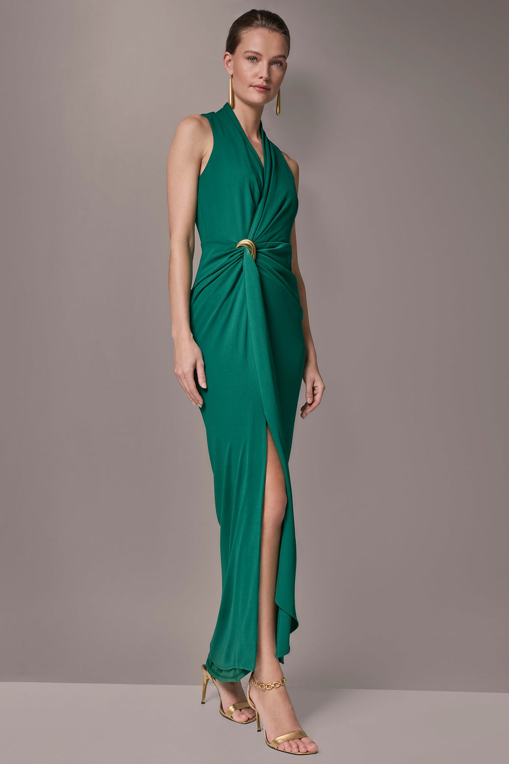 Donna Karan | SLEEVELESS WRAP V-NECK GOWN
