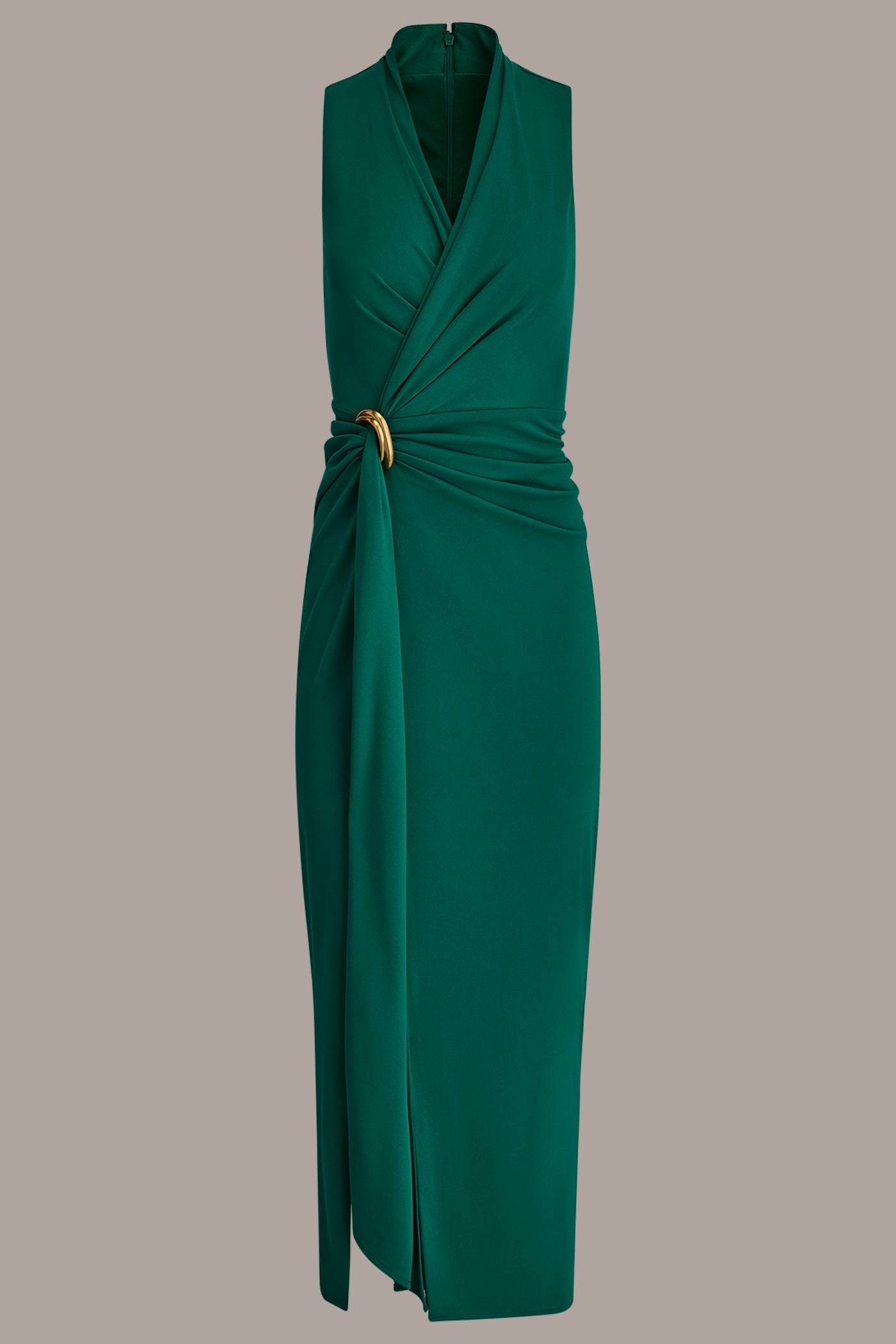 Donna Karan | SLEEVELESS WRAP V-NECK GOWN
