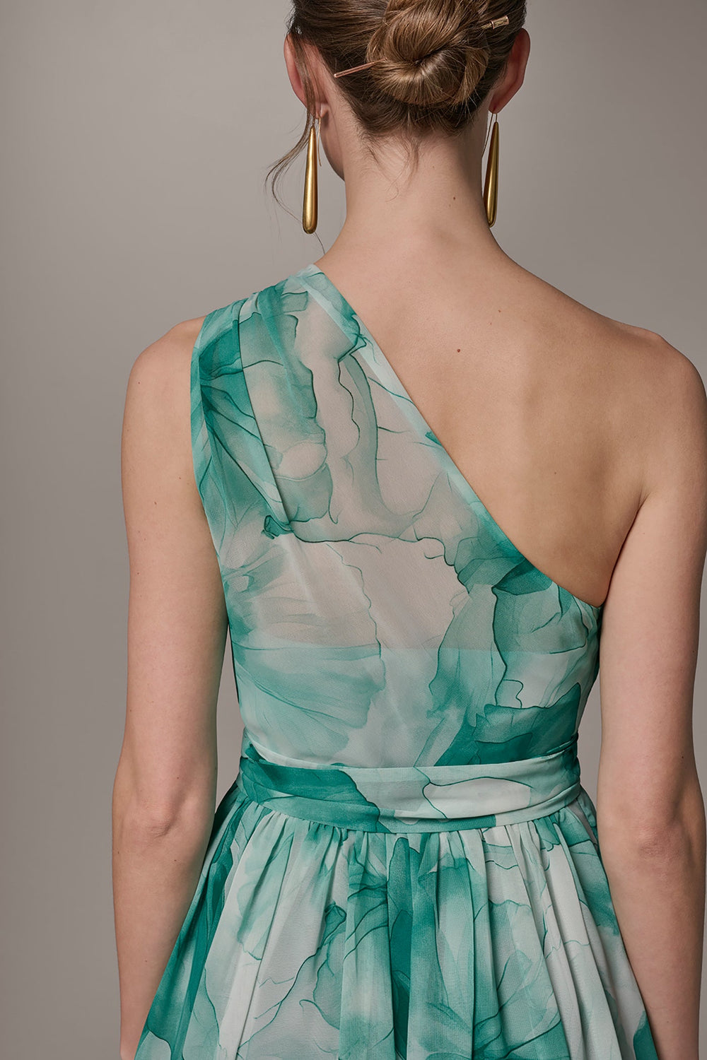 Donna Karan | CHIFFON FLORAL ONE-SHOULDER GOWN