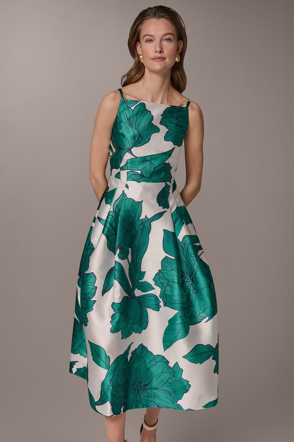 Donna Karan | MIKADO FLORAL MIDI GOWN