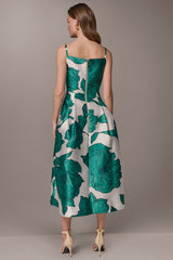 Donna Karan | MIKADO FLORAL MIDI GOWN