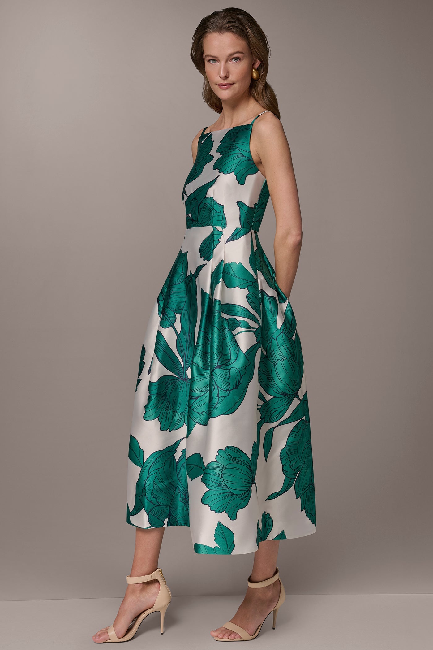 Donna Karan | MIKADO FLORAL MIDI GOWN