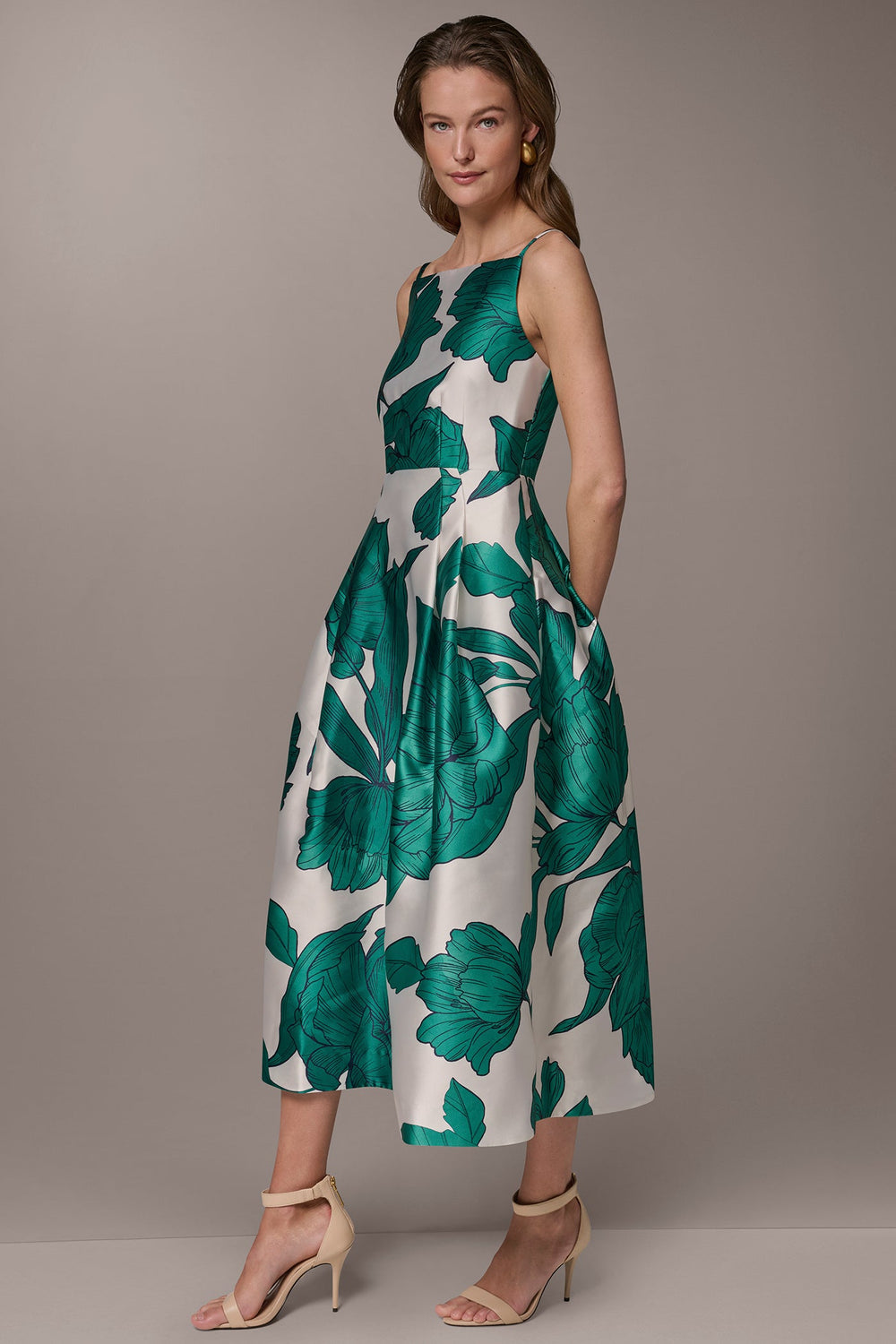 Donna Karan | MIKADO FLORAL MIDI GOWN