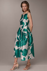 Donna Karan | MIKADO FLORAL MIDI GOWN