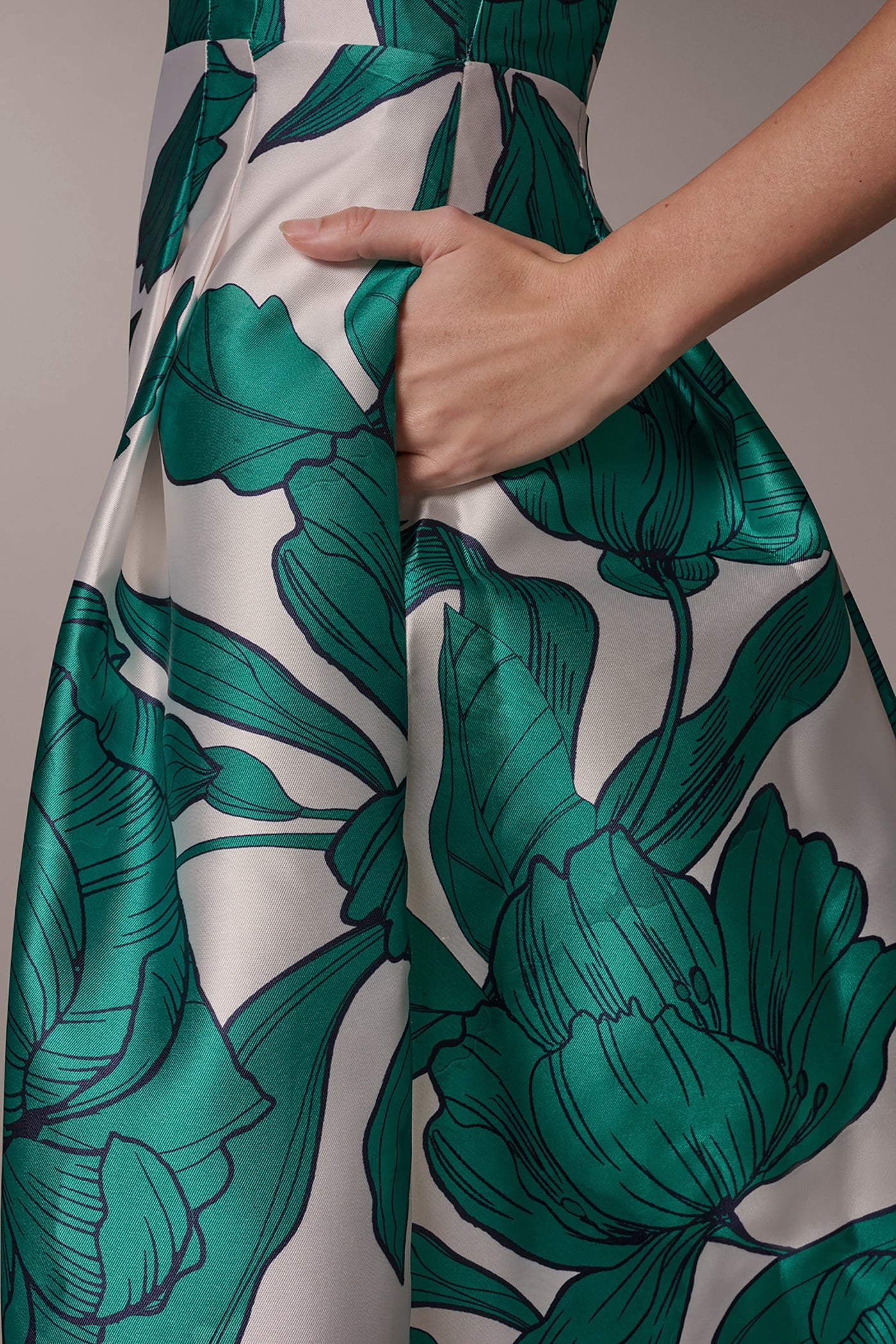 Donna Karan | MIKADO FLORAL MIDI GOWN