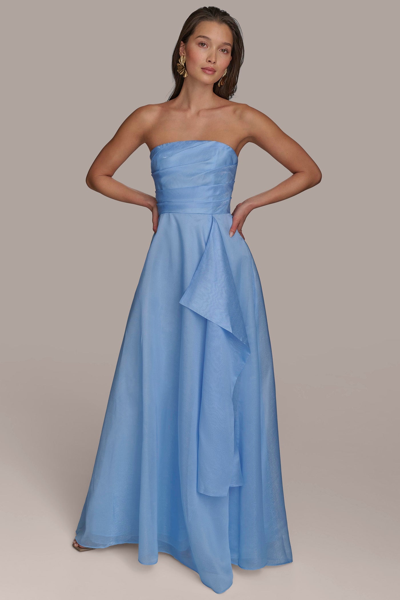 Donna Karan | ORGANZA STRAPLESS CASCADING GOWN
