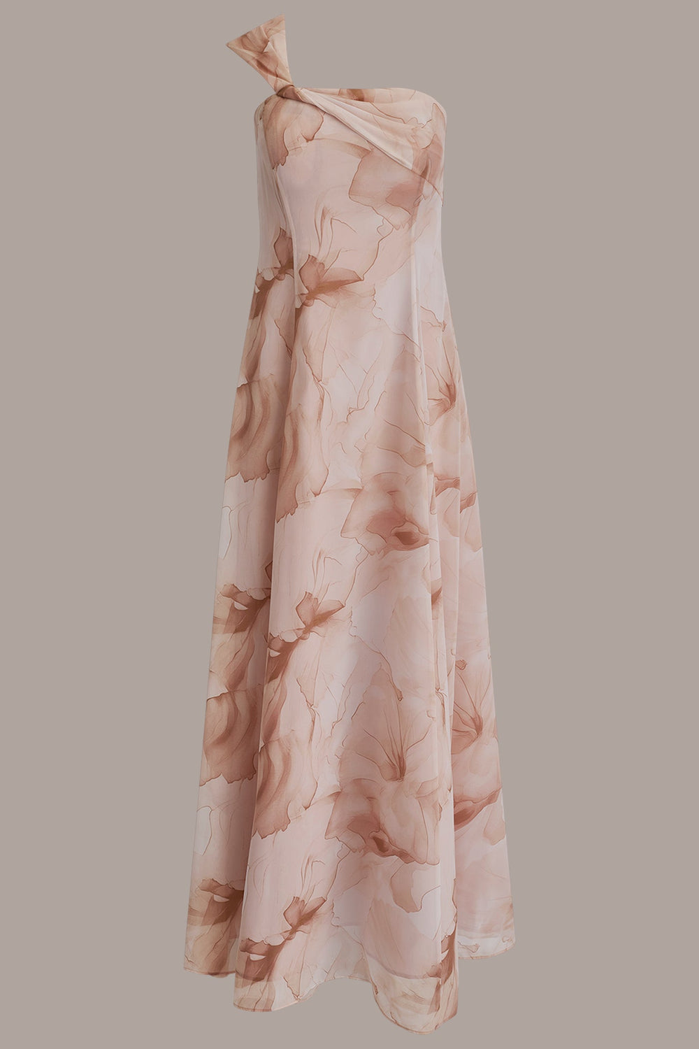 Donna Karan | CHIFFON FLORAL ONE-SHOULDER TWIST BALL GOWN