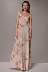 Donna Karan | CHIFFON FLORAL ONE-SHOULDER TWIST BALL GOWN