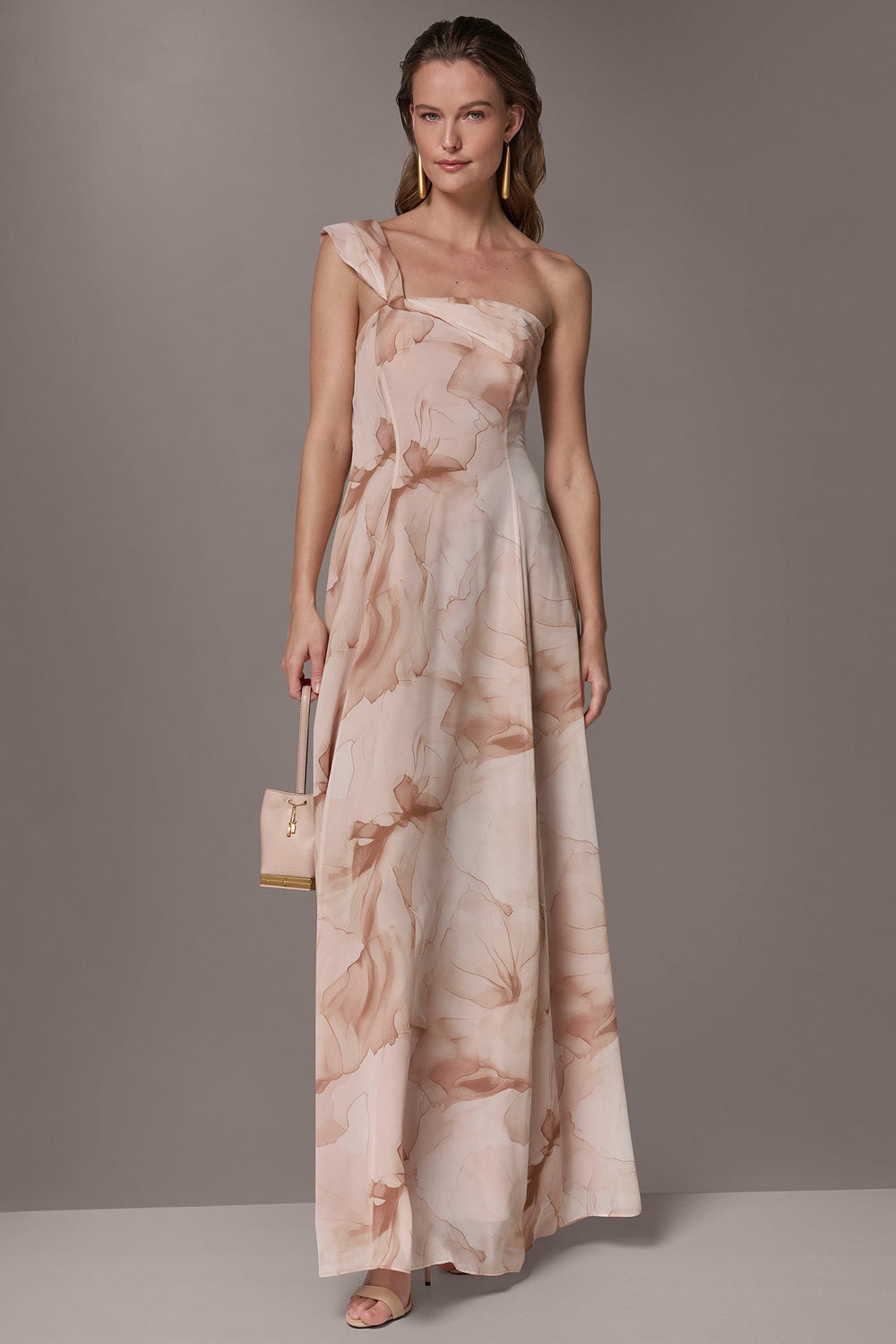 Donna Karan | CHIFFON FLORAL ONE-SHOULDER TWIST BALL GOWN