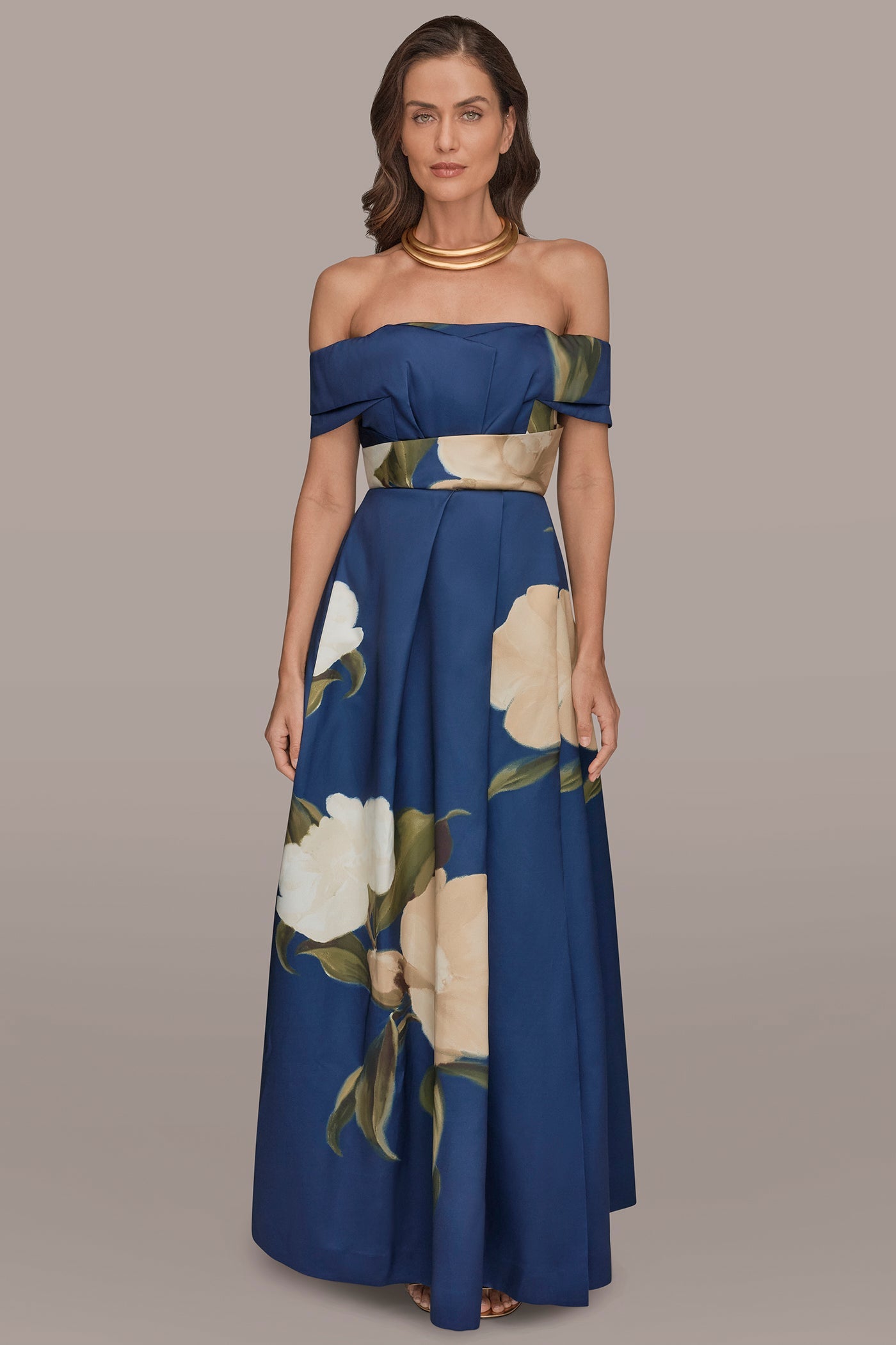 Donna Karan | MIKADO FLORAL OFF-THE-SHOULDER BALL GOWN