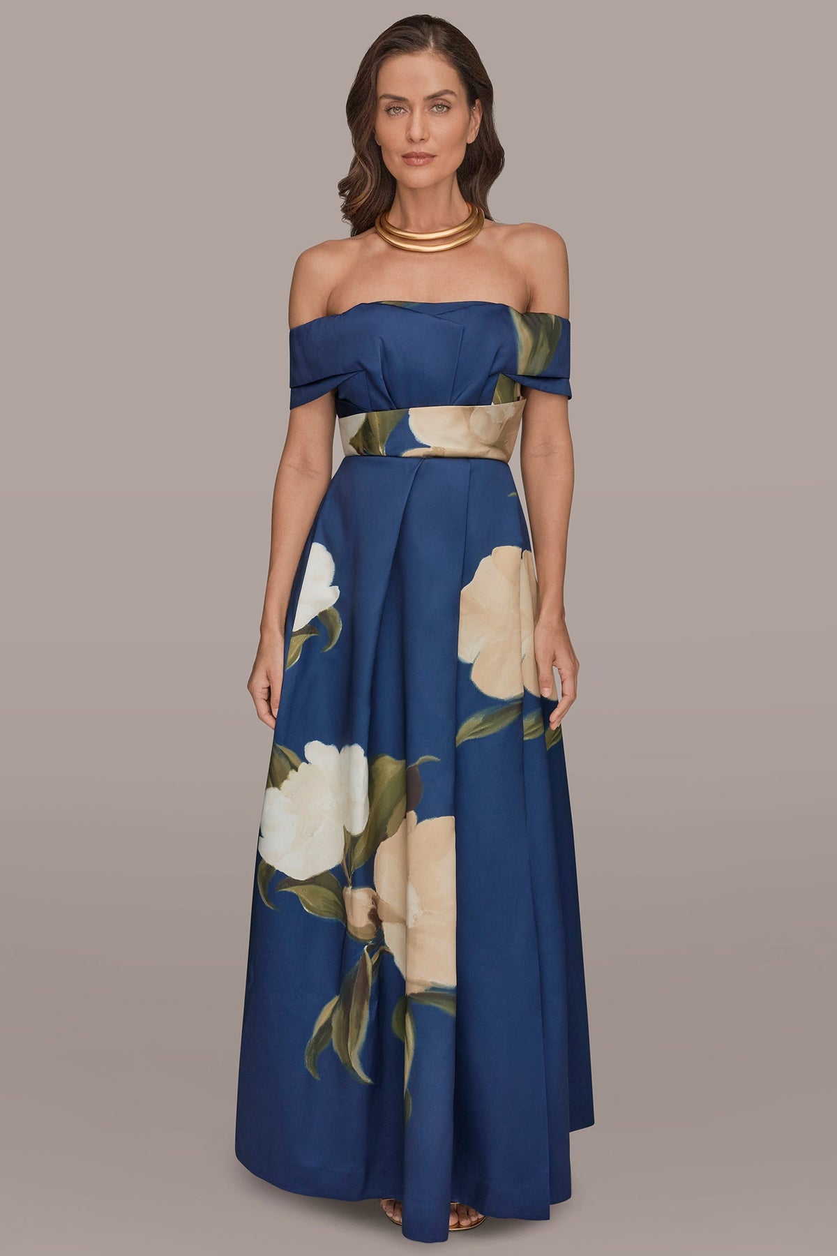 Donna Karan | MIKADO FLORAL OFF-THE-SHOULDER BALL GOWN
