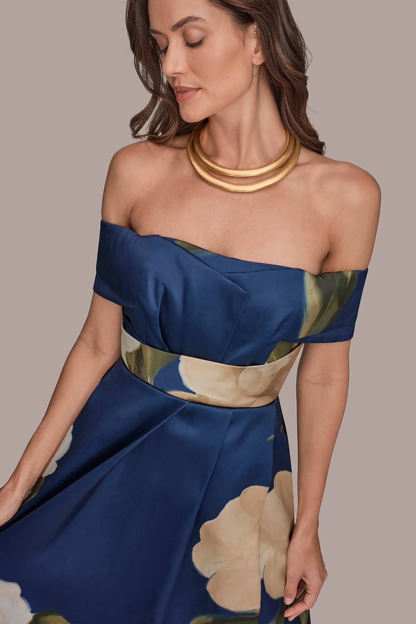 Donna Karan | MIKADO FLORAL OFF-THE-SHOULDER BALL GOWN