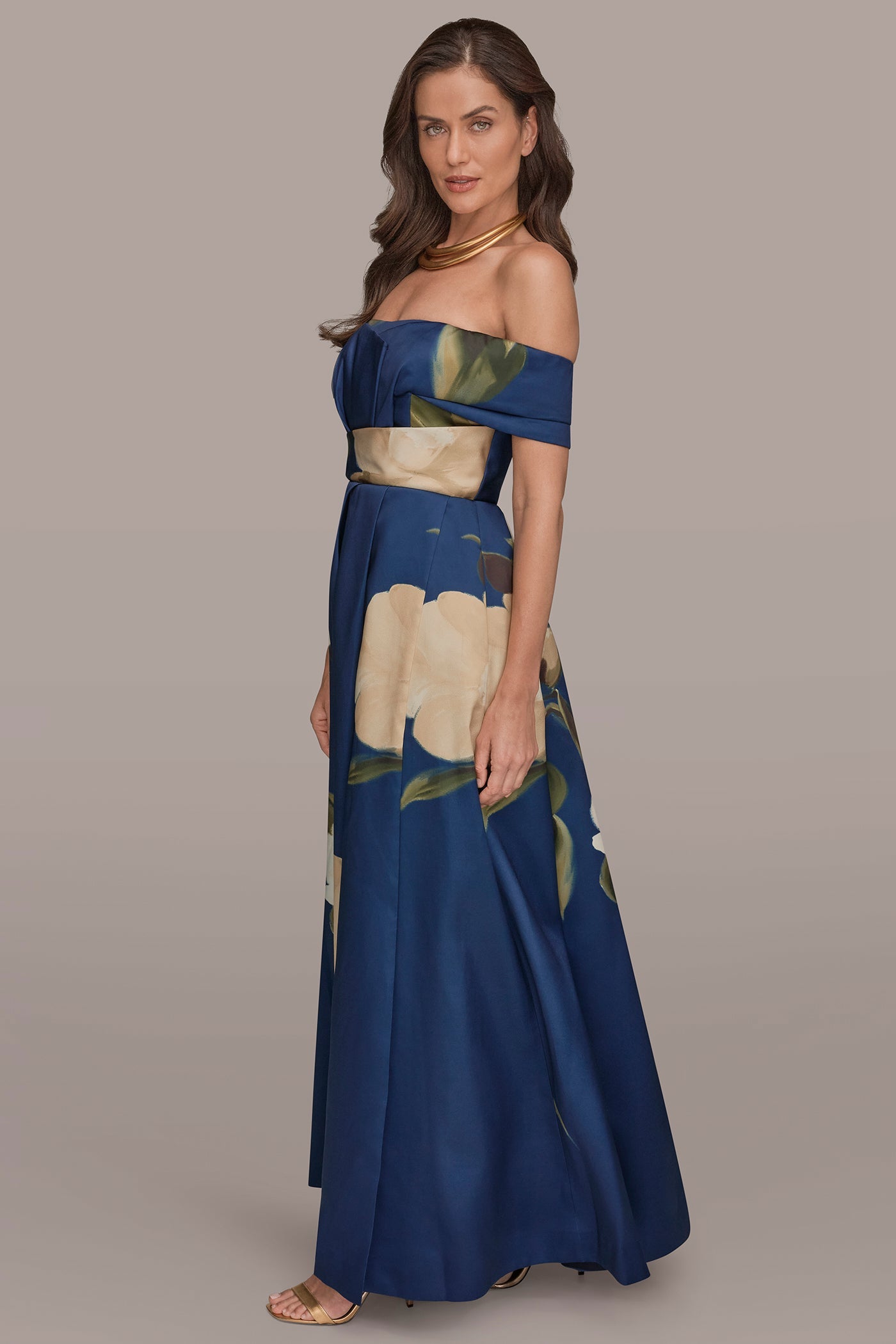 Donna Karan | MIKADO FLORAL OFF-THE-SHOULDER BALL GOWN