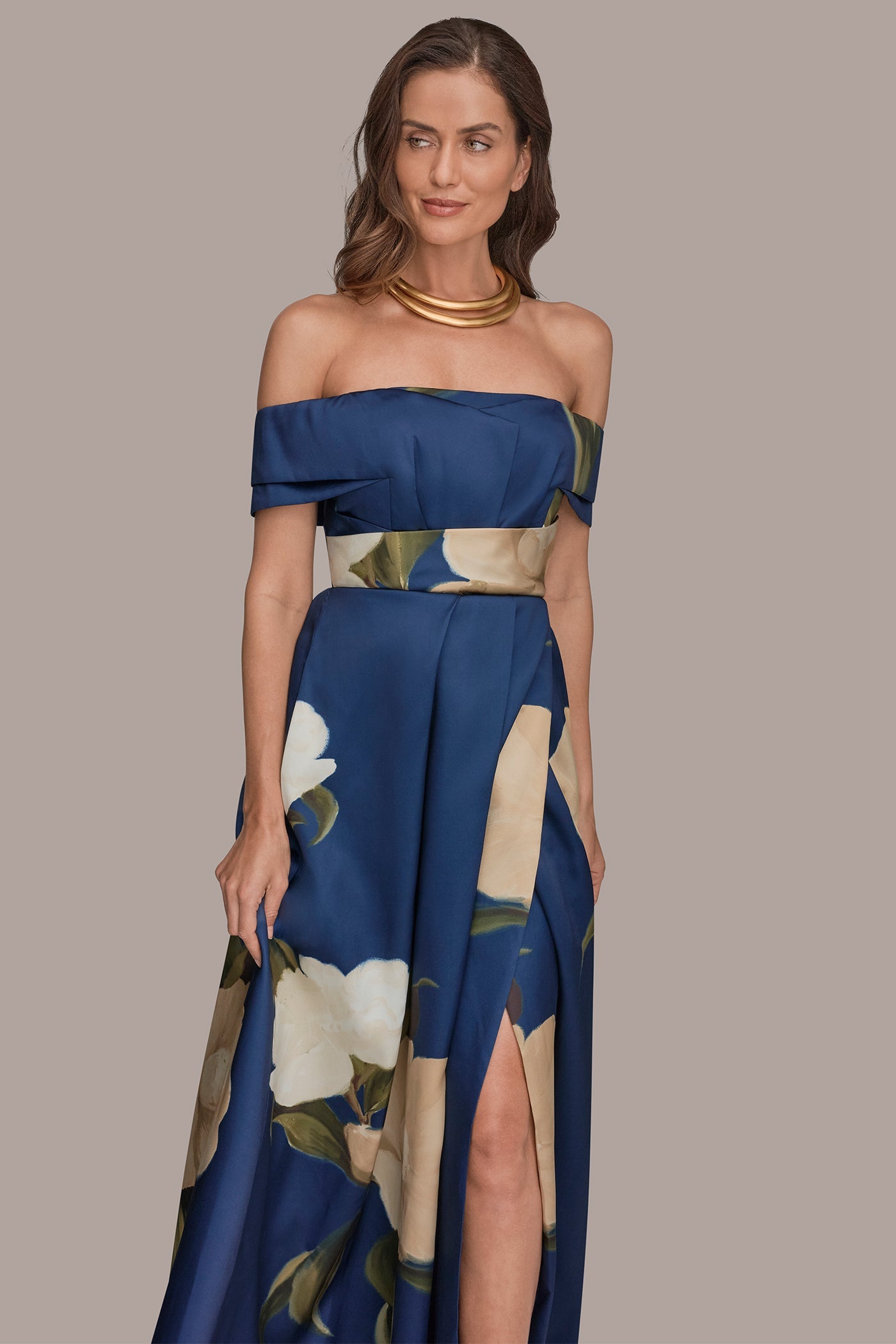 Donna Karan | MIKADO FLORAL OFF-THE-SHOULDER BALL GOWN