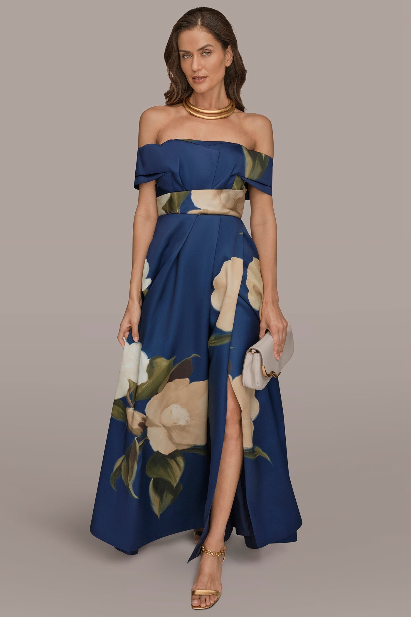 Donna Karan | MIKADO FLORAL OFF-THE-SHOULDER BALL GOWN