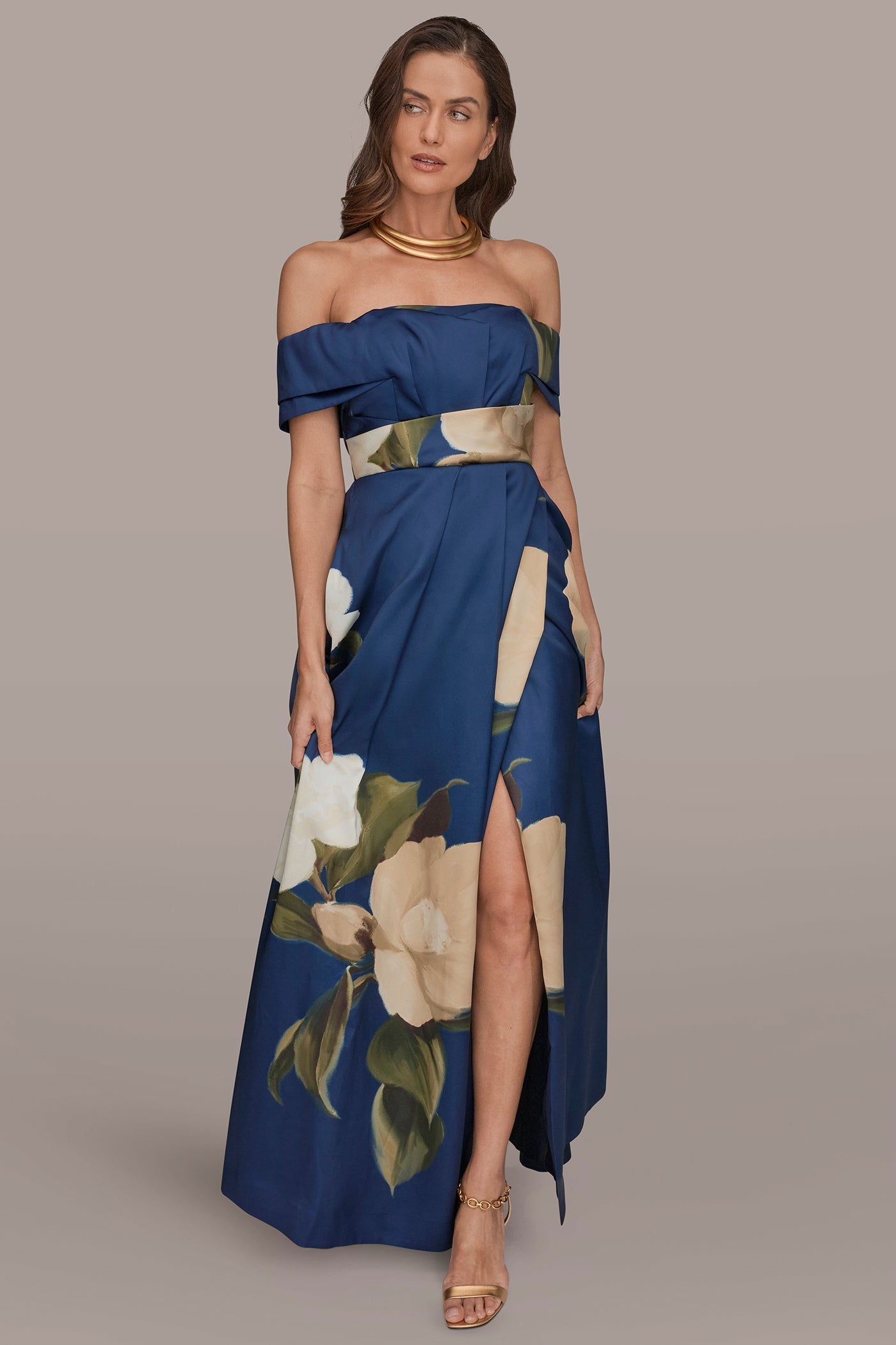 Donna Karan | MIKADO FLORAL OFF-THE-SHOULDER BALL GOWN