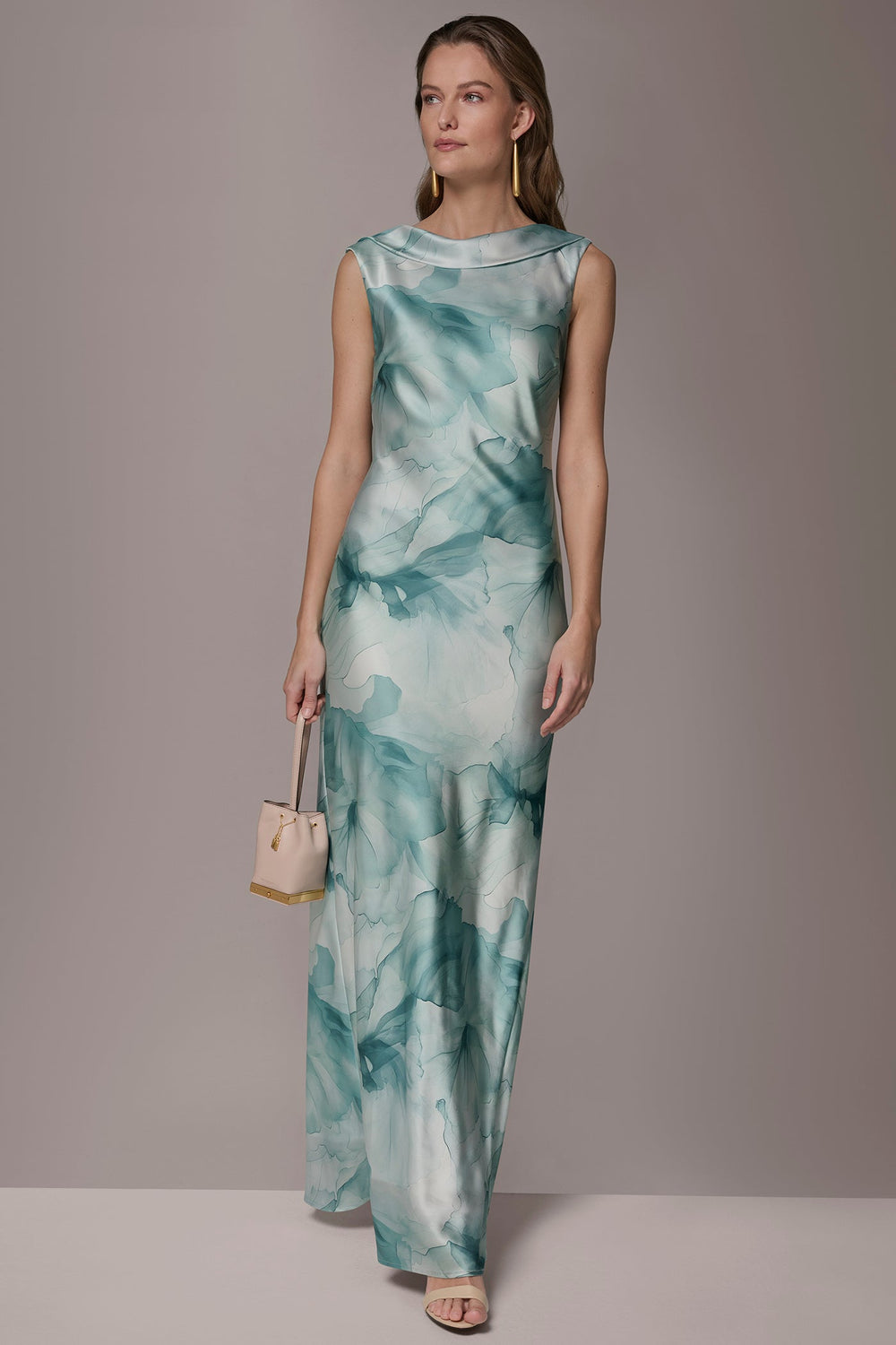 Donna Karan | CHARMEUSE FLORAL RUFFLE GOWN