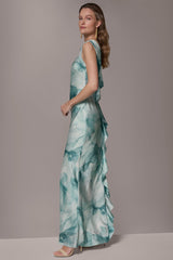 Donna Karan | CHARMEUSE FLORAL RUFFLE GOWN