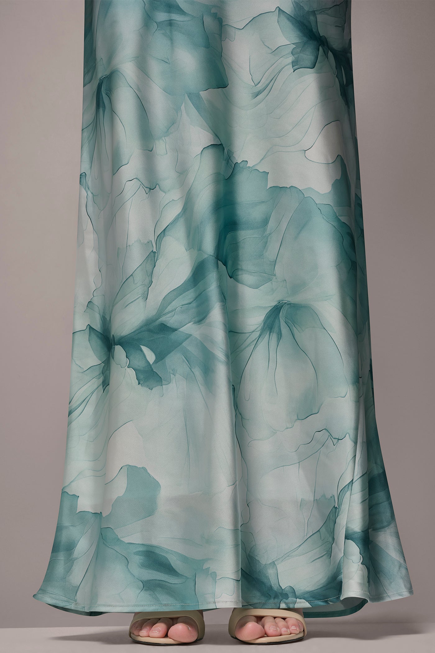 Donna Karan | CHARMEUSE FLORAL RUFFLE GOWN