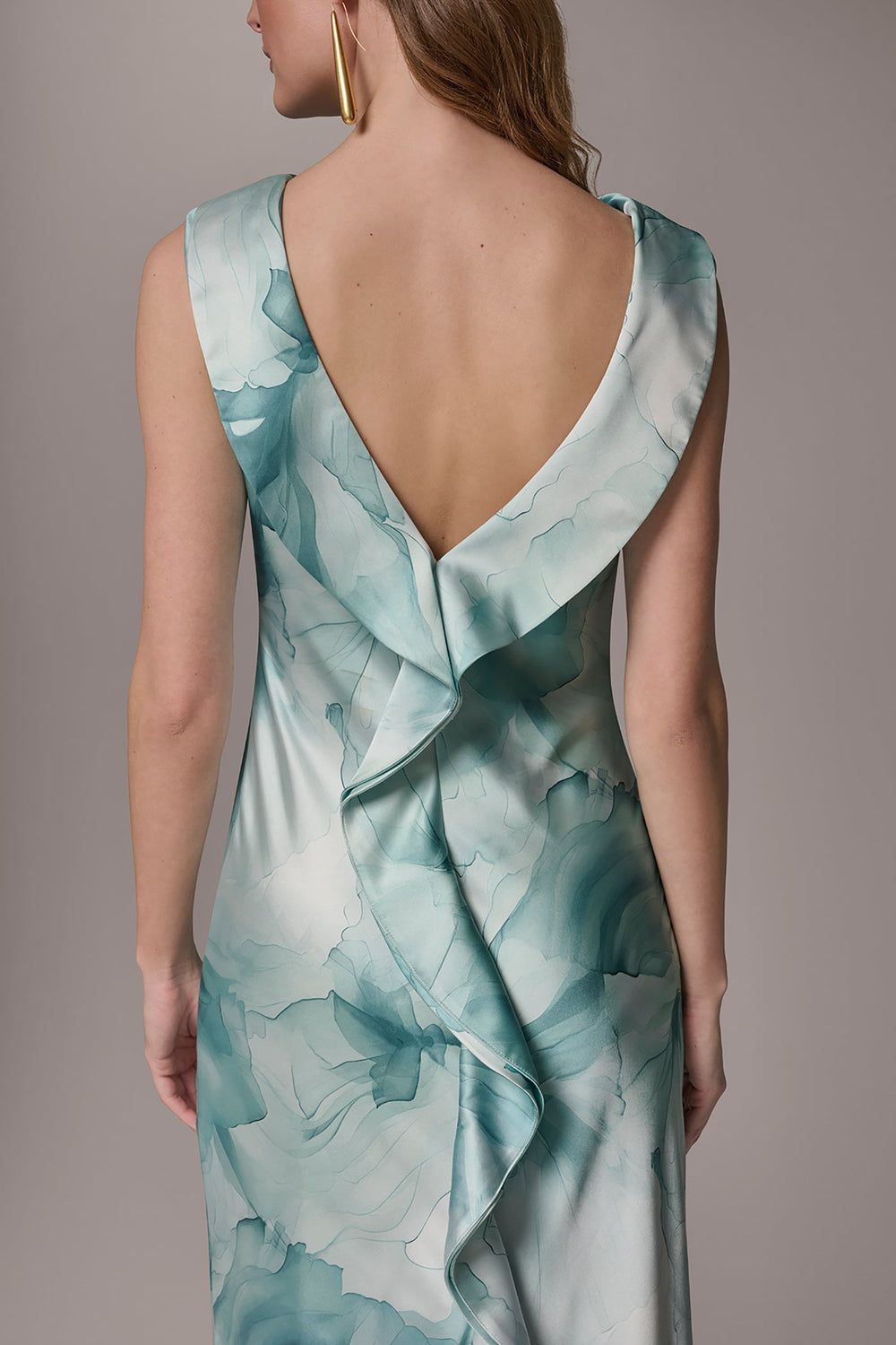 Donna Karan | CHARMEUSE FLORAL RUFFLE GOWN