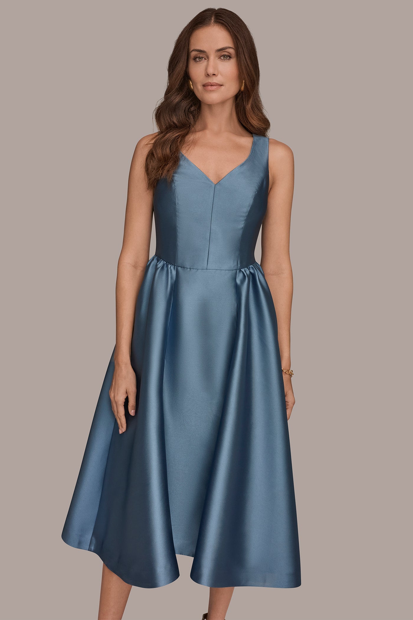 Donna Karan | MIKADO SLEEVELESS FLORAL MIDI GOWN