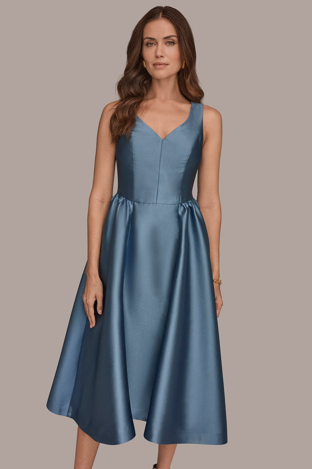 Donna Karan | MIKADO SLEEVELESS FLORAL MIDI GOWN