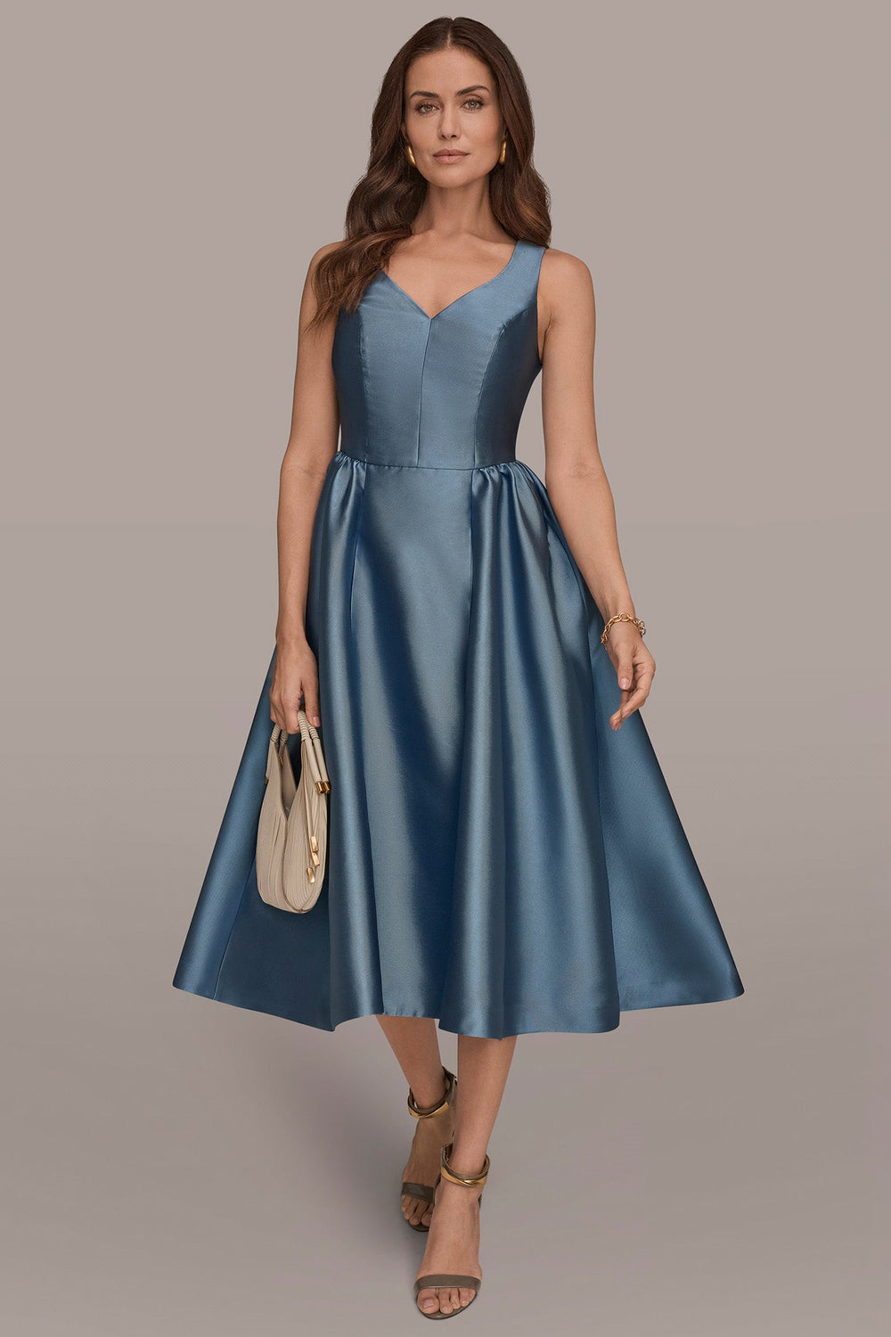 Donna Karan | MIKADO SLEEVELESS FLORAL MIDI GOWN