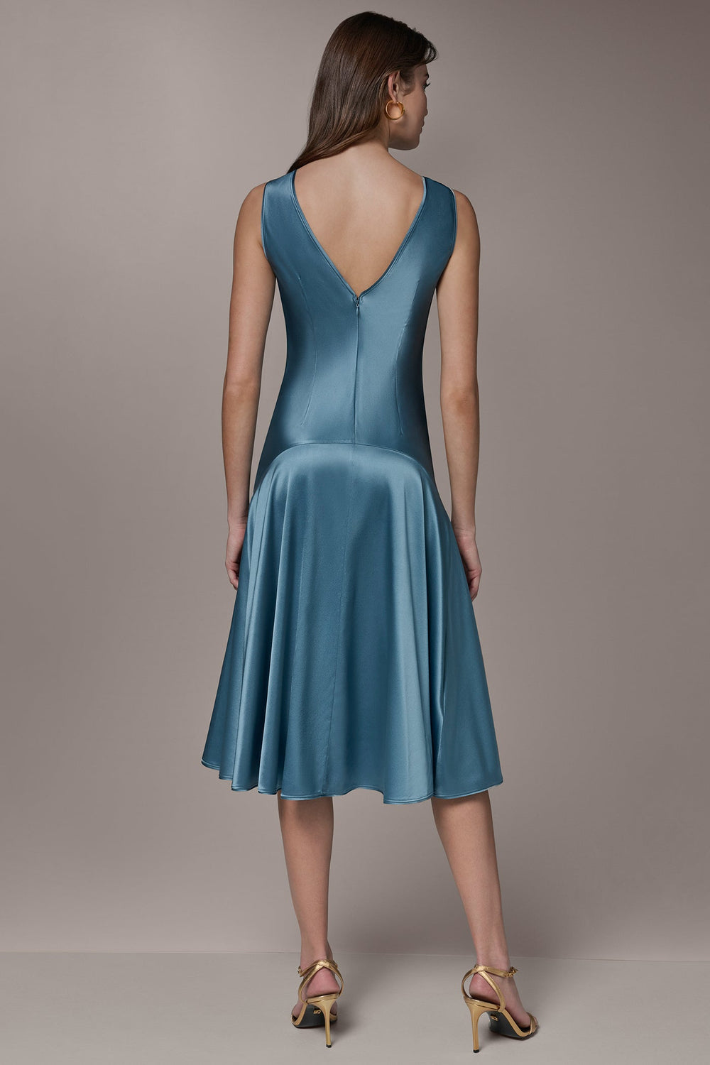 Donna Karan | SILK-CHARMEUSE MIDI A-LINE DRESS
