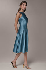 Donna Karan | SILK-CHARMEUSE MIDI A-LINE DRESS