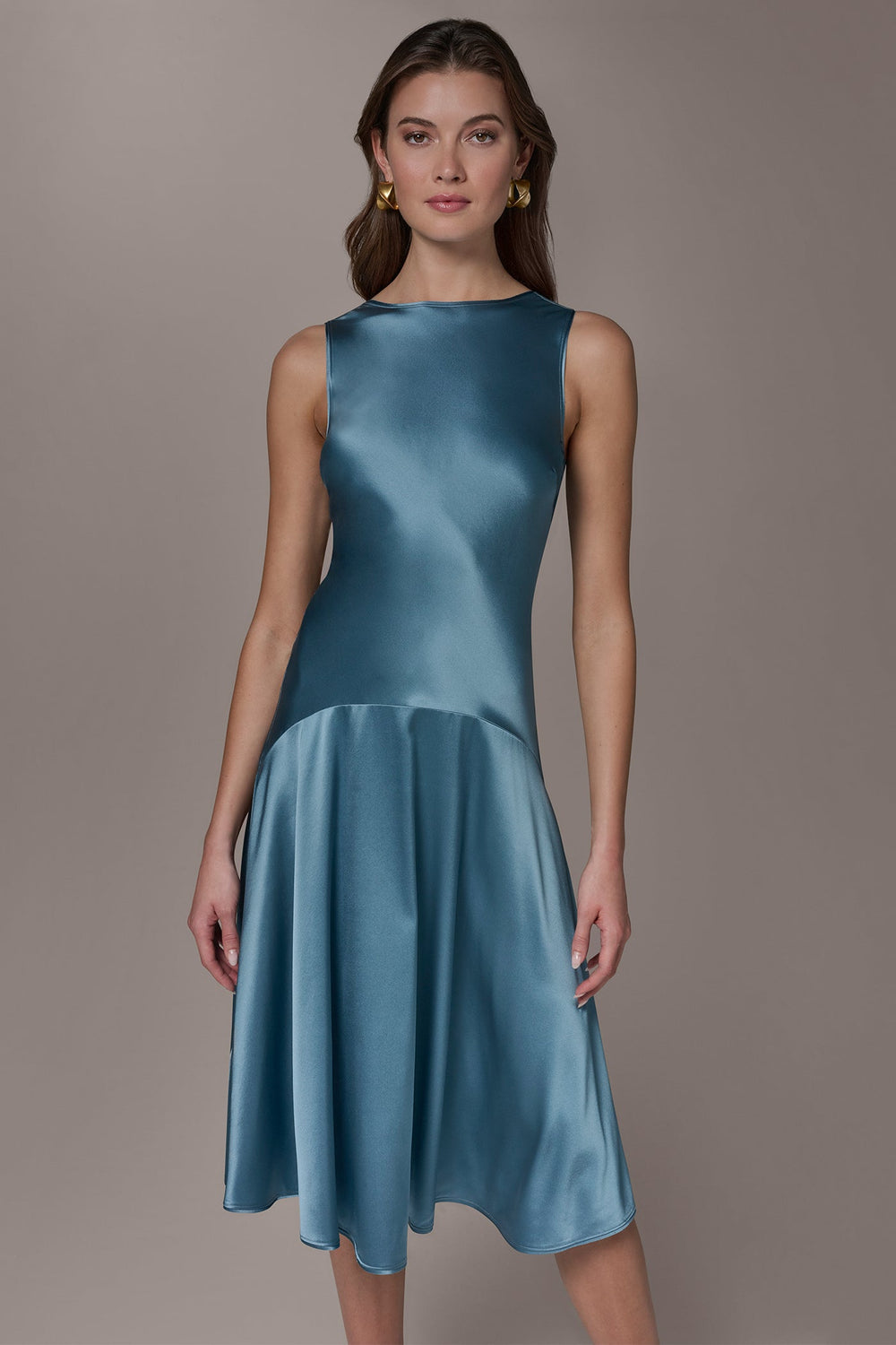 Donna Karan | SILK-CHARMEUSE MIDI A-LINE DRESS