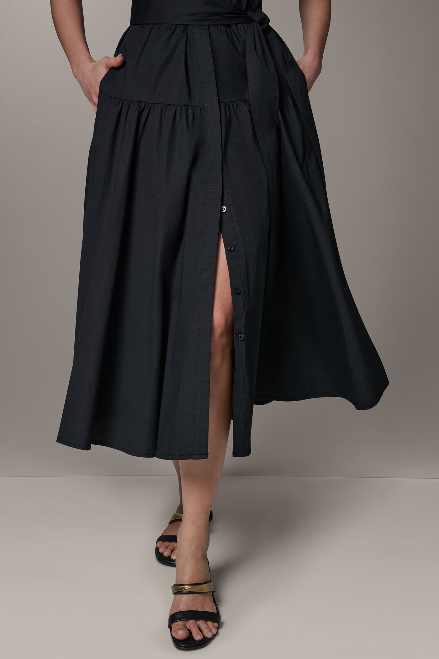 Donna Karan | CAP SLEEVE MIDI SHIRT DRESS