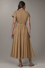 Donna Karan | SHORT SLEEVE TIE FRONT MAXI SHIRT DRESS