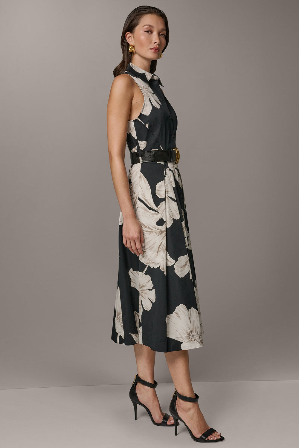 Donna Karan | SLEEVELESS MIDI HALTER SHIRT DRESS
