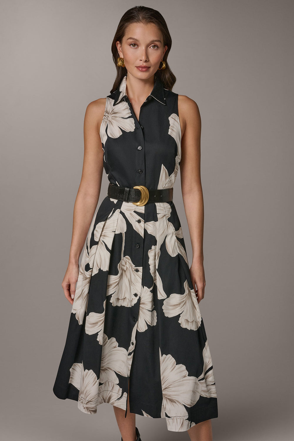 Donna Karan | SLEEVELESS MIDI HALTER SHIRT DRESS