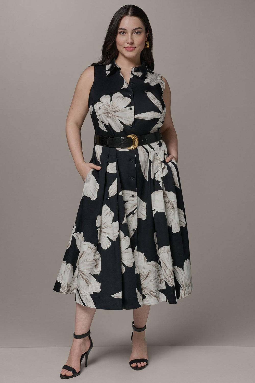 Donna Karan | SLEEVELESS MIDI HALTER SHIRT DRESS