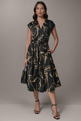 Donna Karan | SLEEVELESS PRINT MIDI DRESS
