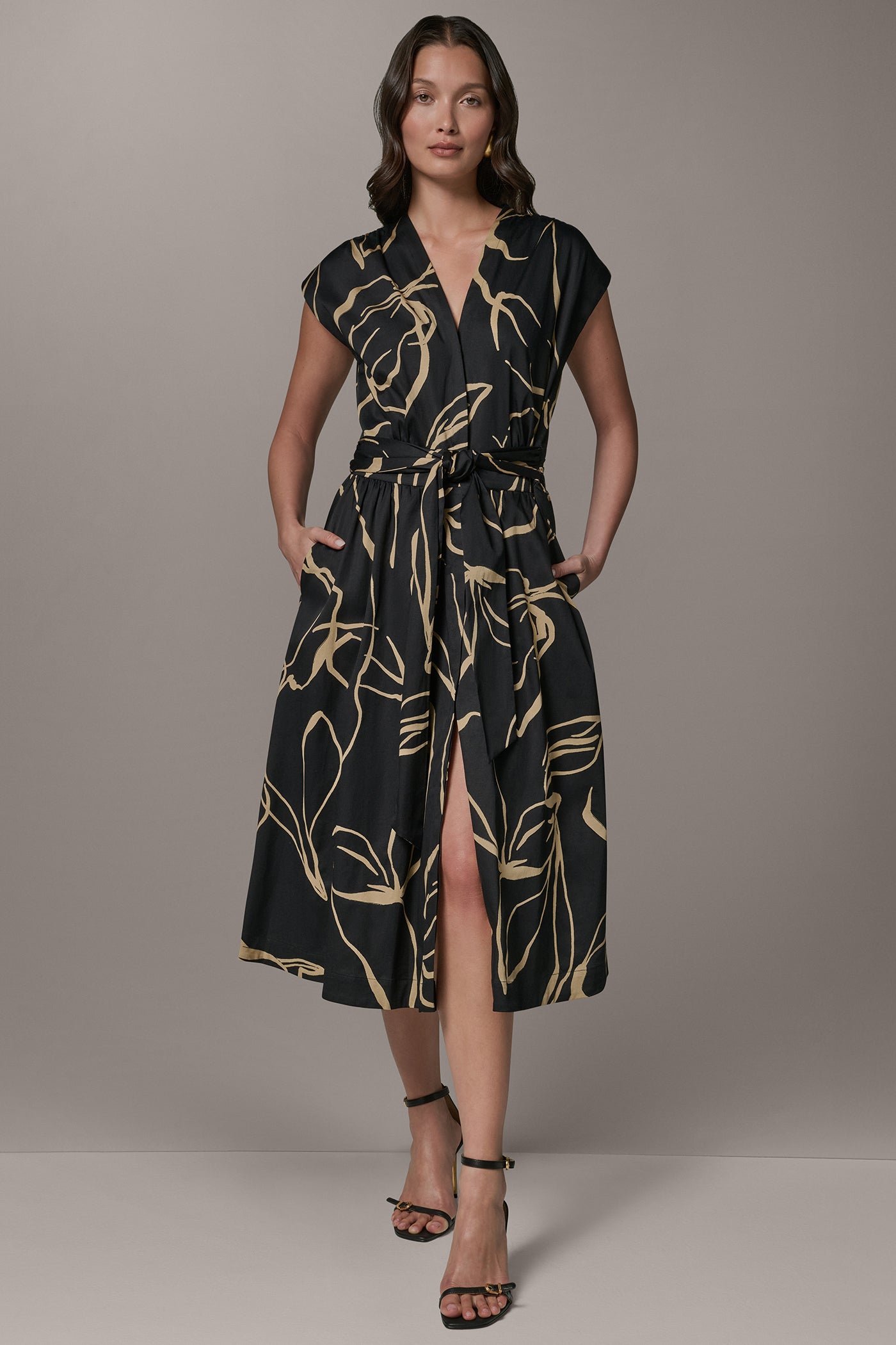 Donna Karan | SLEEVELESS PRINT MIDI DRESS