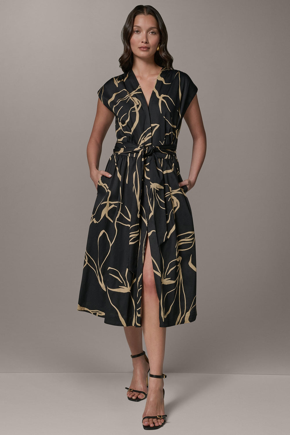 Donna Karan | SLEEVELESS PRINT MIDI DRESS