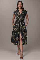 Donna Karan | SLEEVELESS PRINT MIDI DRESS