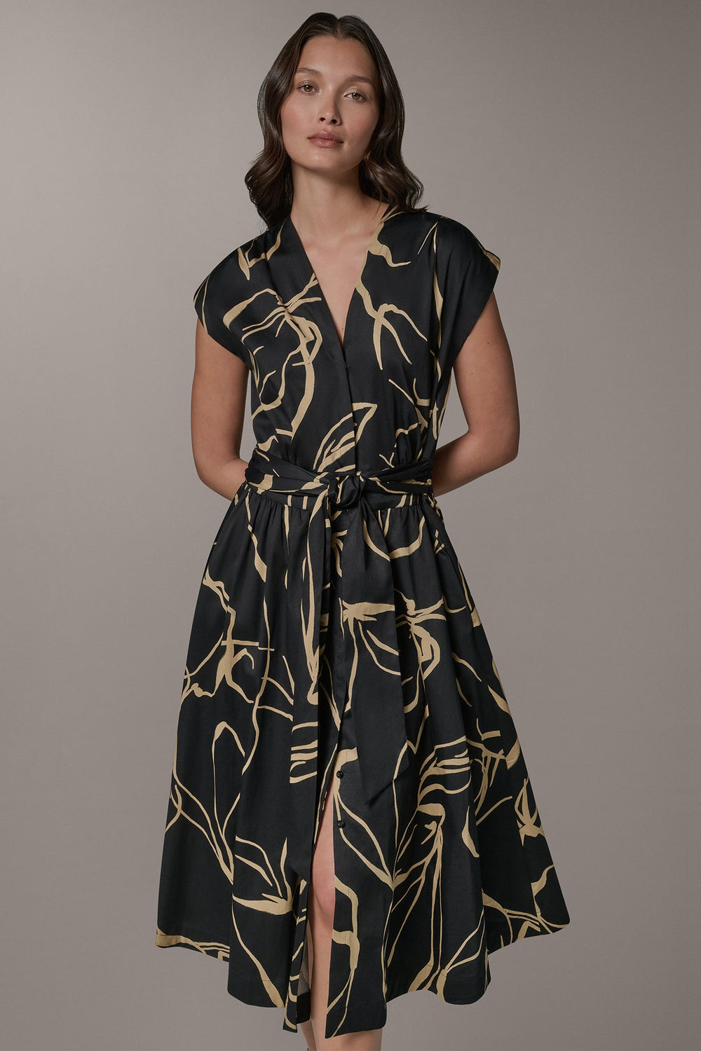 Donna Karan | SLEEVELESS PRINT MIDI DRESS