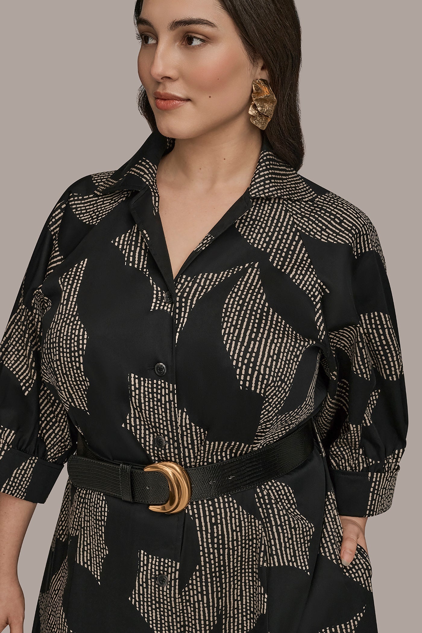 Donna Karan | COTTON FLORAL MIDI SHIRT DRESS