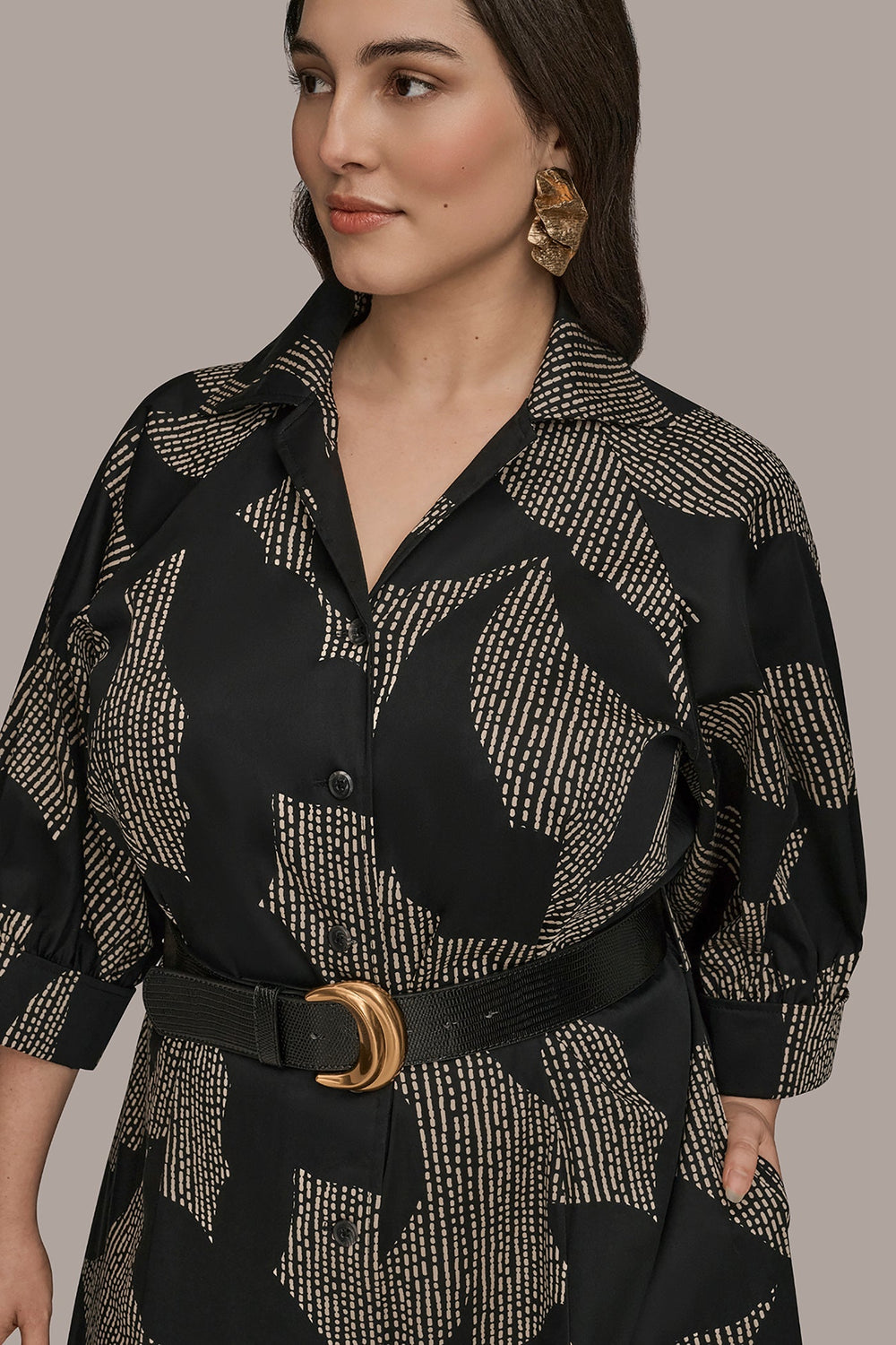 Donna Karan | COTTON FLORAL MIDI SHIRT DRESS