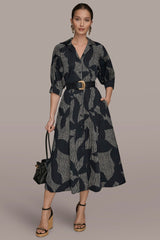 Donna Karan | COTTON FLORAL MIDI SHIRT DRESS