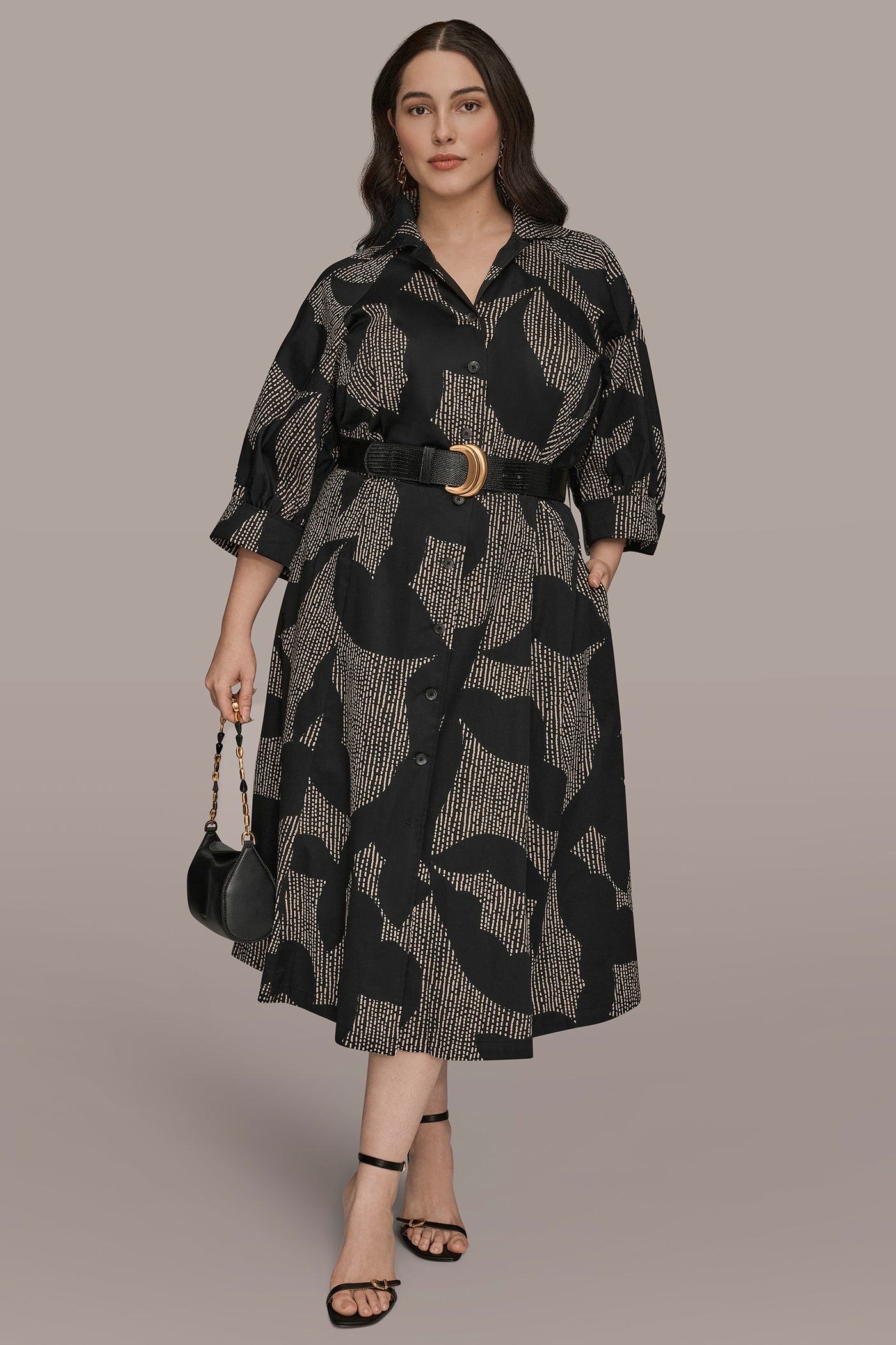 Donna Karan | COTTON FLORAL MIDI SHIRT DRESS