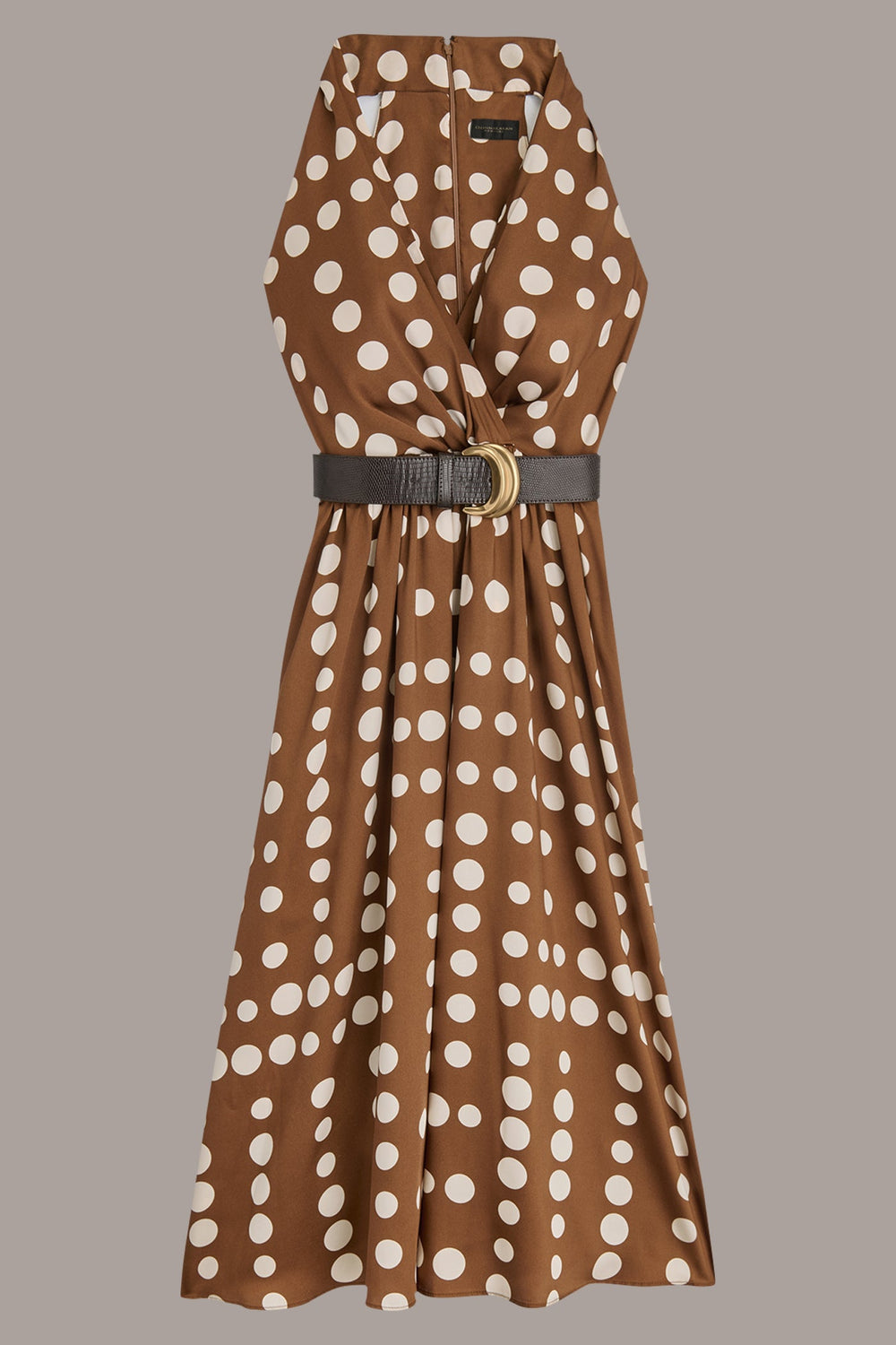 Donna Karan | SLEEVELESS POLKA DOT MIDI FIT AND FLARE DRESS