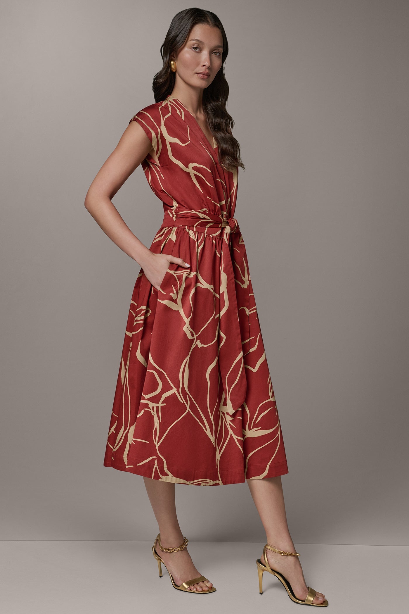 Donna Karan | SLEEVELESS PRINT MIDI DRESS